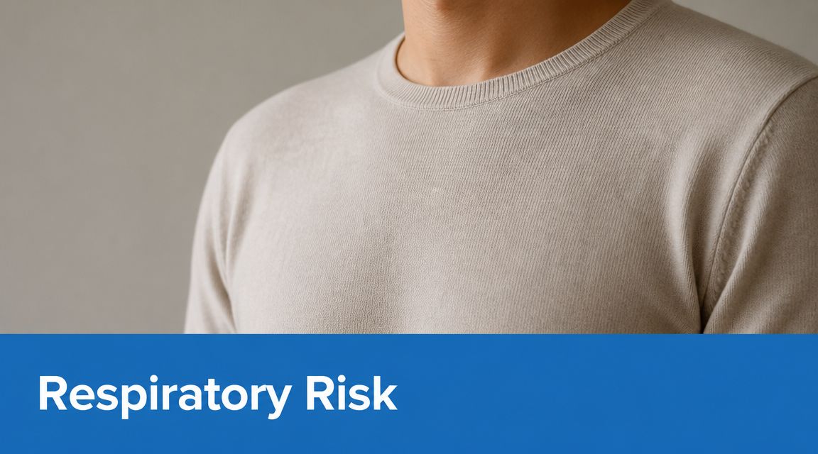 A close up view of a man's chest and neck with the words Respiratory Risk below him.